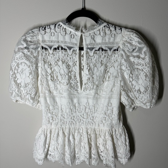 SAYLOR FERA White Women’s Lace Peplum Top Sz. S - Picture 9 of 12